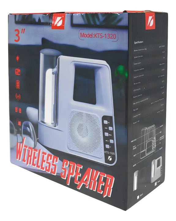 Parlante Linterna Bluetooth Recargable Radio Fm Usb Memoria Color Blanco