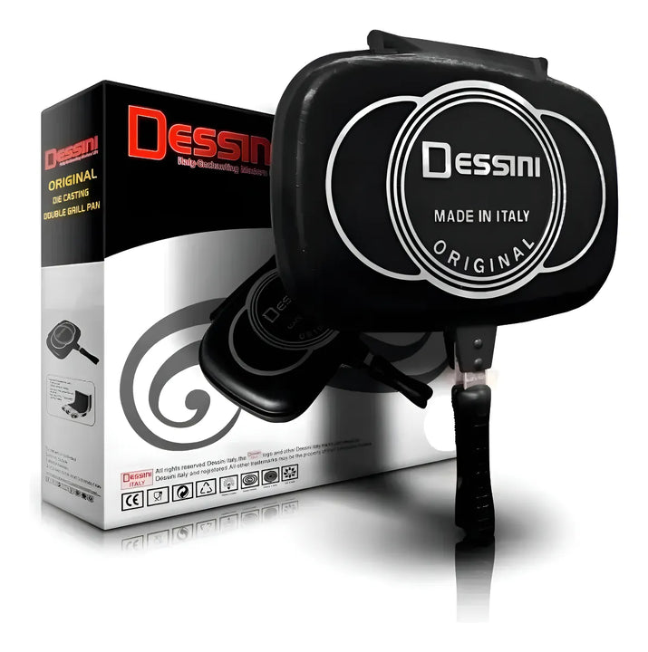Sartén Doble Parrilla Dessini Italiana Antiadherente 36 Cm Color Negro