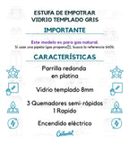 Estufa De Empotrar Vidrio Templado 62x52cm Gas Natural 6583 Color Gris