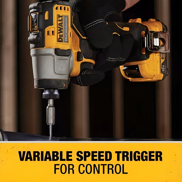 Dewalt Kit De Taladro De Impacto Inalámbrico 12v Sin Escobas Amarillo Dcd801f2