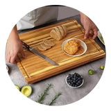 Tabla Picar Servir Teca Profesional Sellada Cera Abeja 28x40 Lisa Marrón