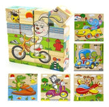 Rompecabezas Madera 6 En 1 Juguete Cubo Didáctico De 16 Pcs