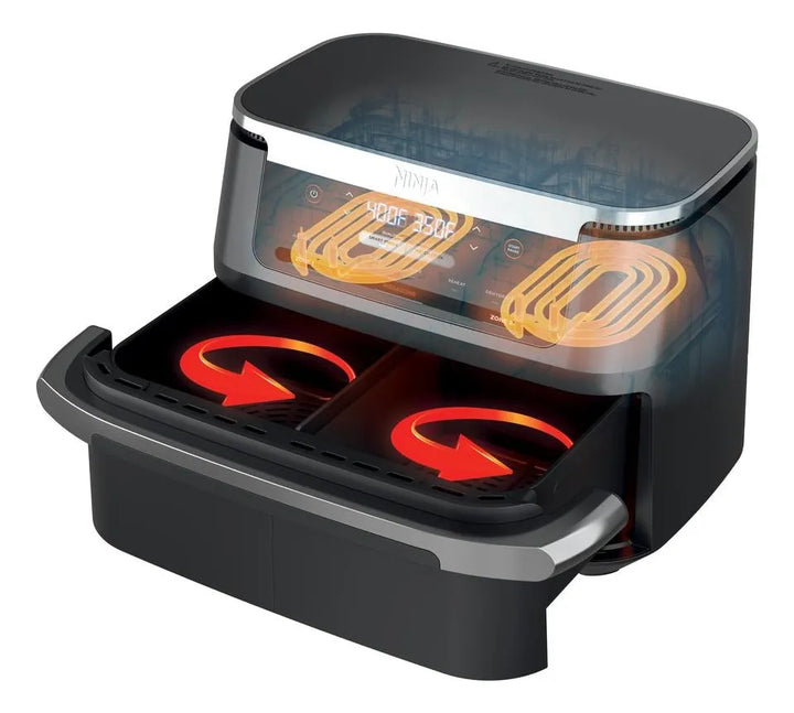 Freidora Ninja Doble Canasta 6 En 1 Capacidad 6.6lt Airfryer Negro