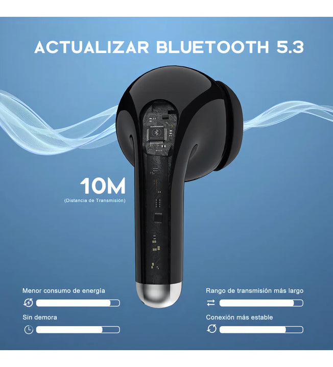 Audífonos In-ear Inalámbricos 1Hora AUT203 Color Negro Bluetooth 5.3 con Micrófono