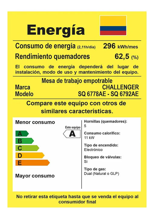 Estufa De Empotrar Vidrio Templado Negro Cinco Puestos 76 Cm