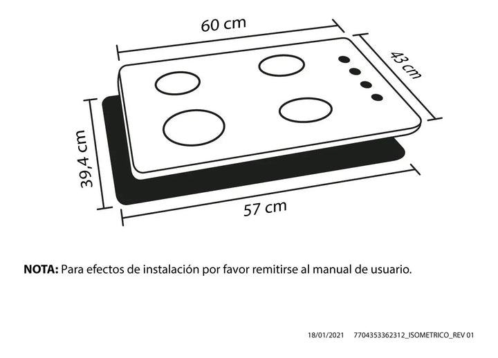 Estufa De Empotrar Esmaltada 60x43 Cm Gas Natural Haceb Color Negro