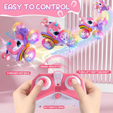 Carro a Control Remoto Macrooutlet Modelo Unicornio Y Tiburón Fucsia Luces y Sonidos