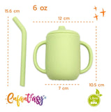 Vaso Pitillo Silicona Bebés Taza Entrenamiento Con Cepillo Color Celeste