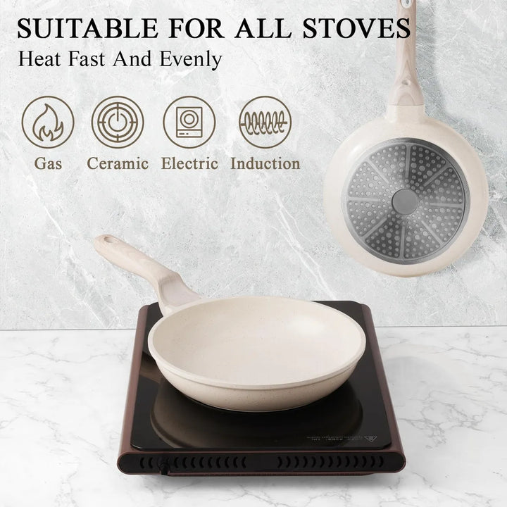 Sartén De Cerámica Antiadherente Blanca 20 Cm Para Inducción