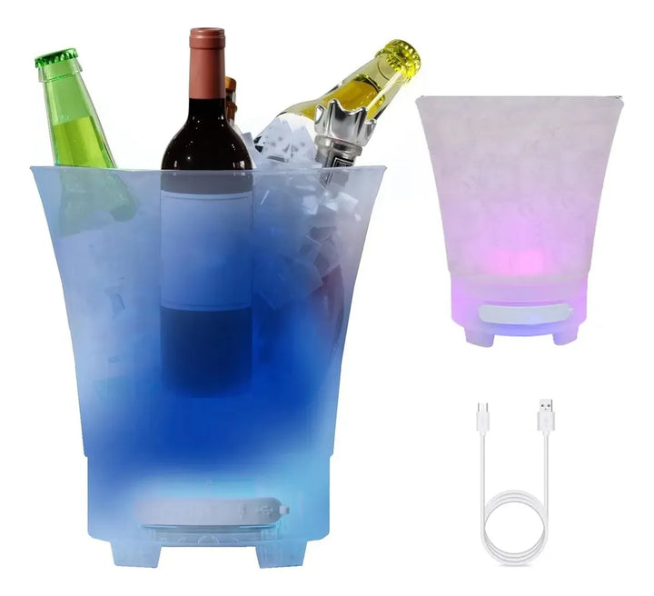 Parlante Bafle Portatil Hielera Cubeta Luces Bluetooth Usb Blanco