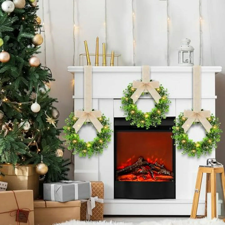 Set De 32 Wreaths Navideños Con Luces Led Y Listón - Zeyune