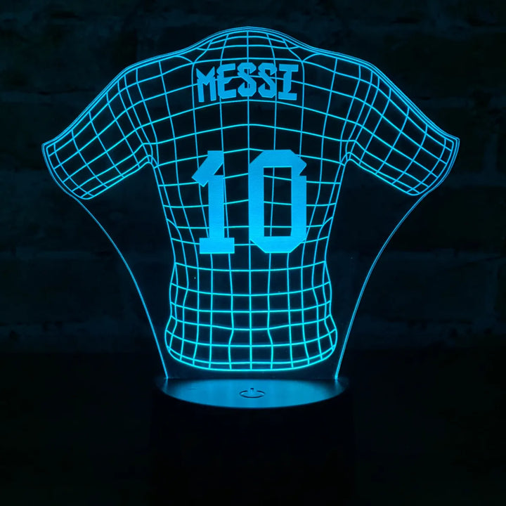 Lámpara Led Messi Camiseta Uniforme Fútbol Regalo Holograma Negra
