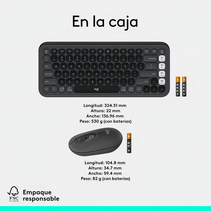 Kit Teclado Y Mouse Logitech Pop Icon, Español, Grafito
