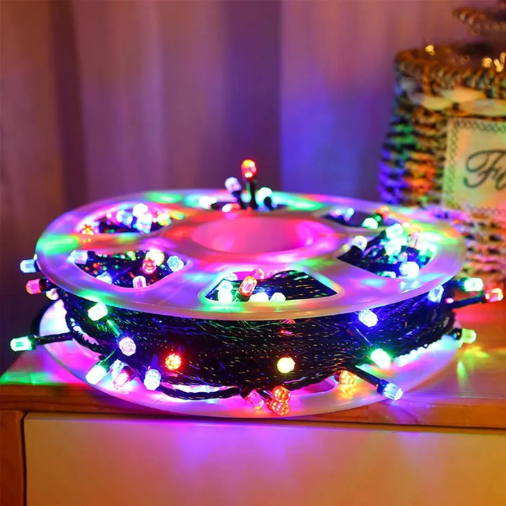 Instalacion Navideña Lineal 200led Solar Con Control Multicolor