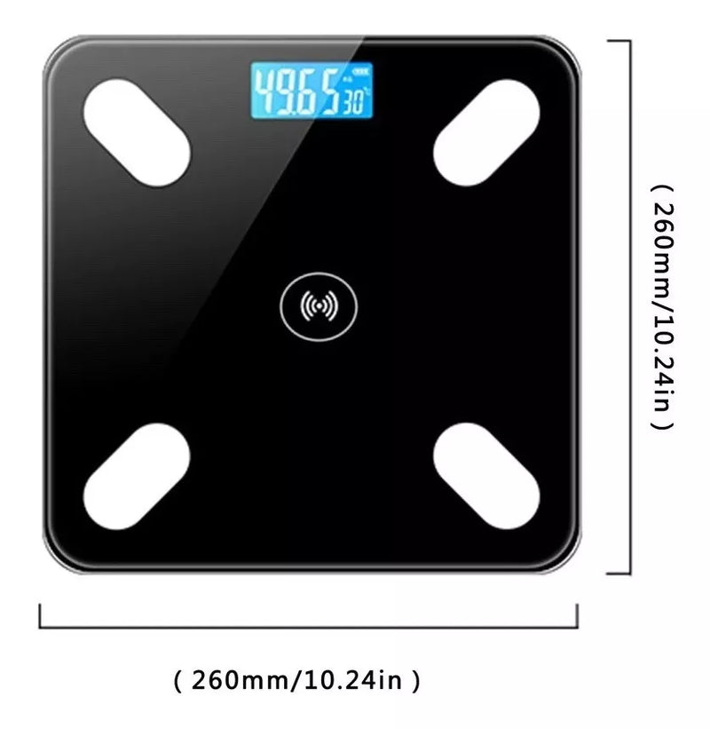 Bascula Pesa Vidrio 180kg Inteligente Con Bluetooth Digital