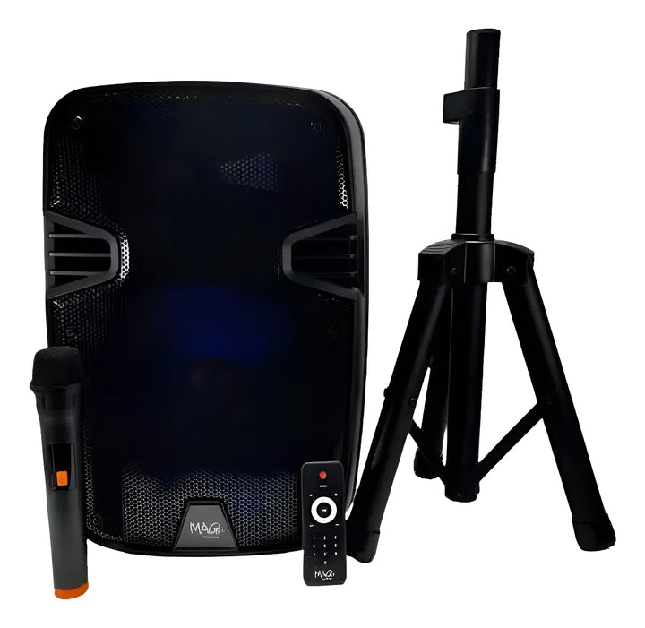 Parlante 12 Pulgada Magi C/directa/recargable Base+microfono Negro