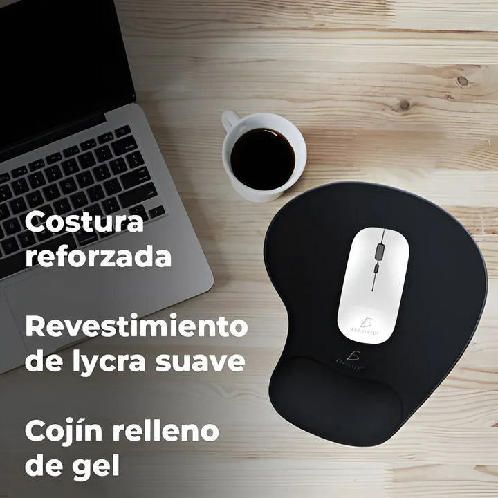Mousepad Tapete Ergonomico Antideslizante Descanso Muñeca Color Negro