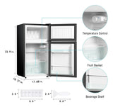 Mini Refrigerador 3.2 Pies Cúbicos 2 Puertas Plateado