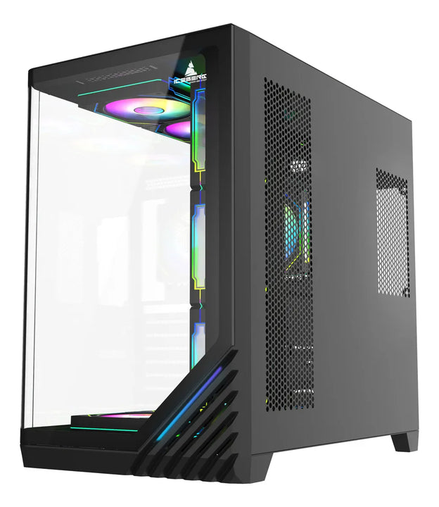 Gabinete Gamer Iceberg Crystal Wave L 7 Ventiladores Argb Color Negro