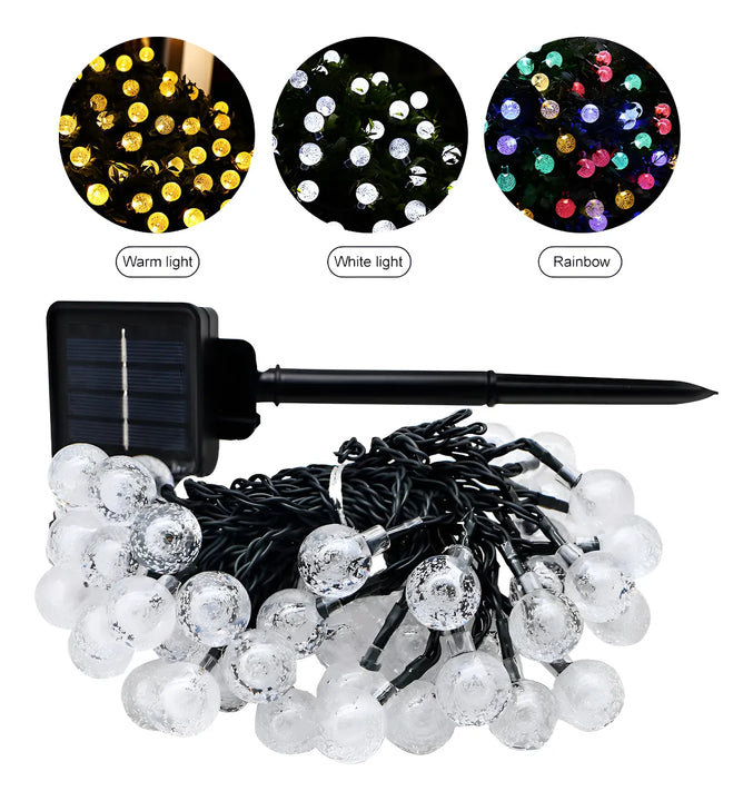 Guirnalda 50 Luces Exterior Usb Con Panel Solar + Control Color de las luces Cálida