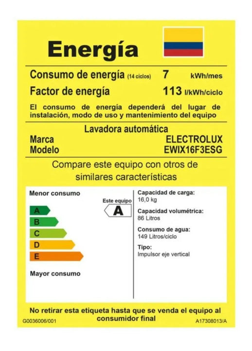Lavadora Electrolux 16kg Superior Impeller Plata Ewix16f3esg Silver