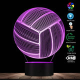 Lámpara De Noche Led 3d Balon Voleibol Regalo Holograma - Negro