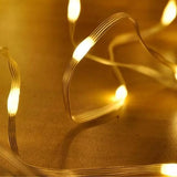 Luz Led Navideña Recargable De Alambre Con Panel Solar 100 Amarillo