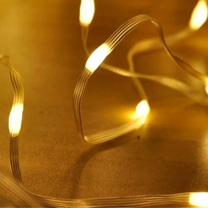 Luz Led Navideña Recargable De Alambre Con Panel Solar 100 Amarillo