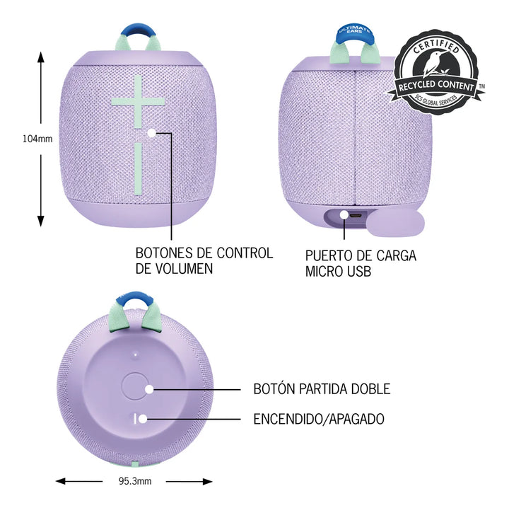 Ultimate Ears Wonderboom 3, Kit 2 Parlantes Impermeables Lvd Lavanda