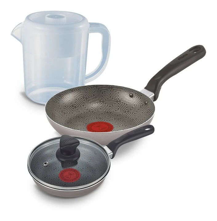 Sarten 18, Cacerola 14 Cm Y Jarra  Americana 1.5l Imusa Color Gris