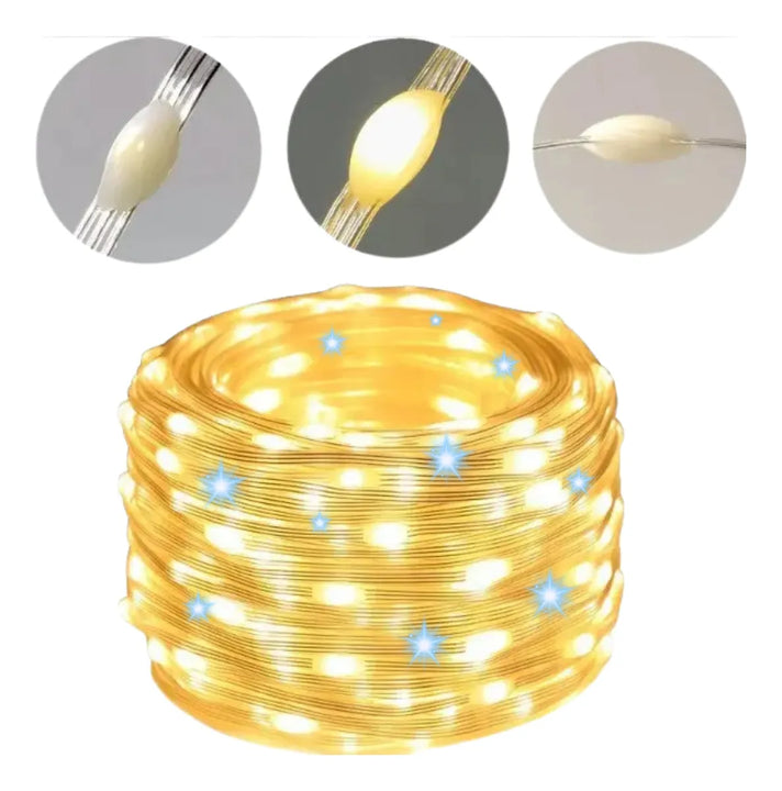 Instalación Lineal New Flash Led Con Destellos 30mt Navideña Cálida