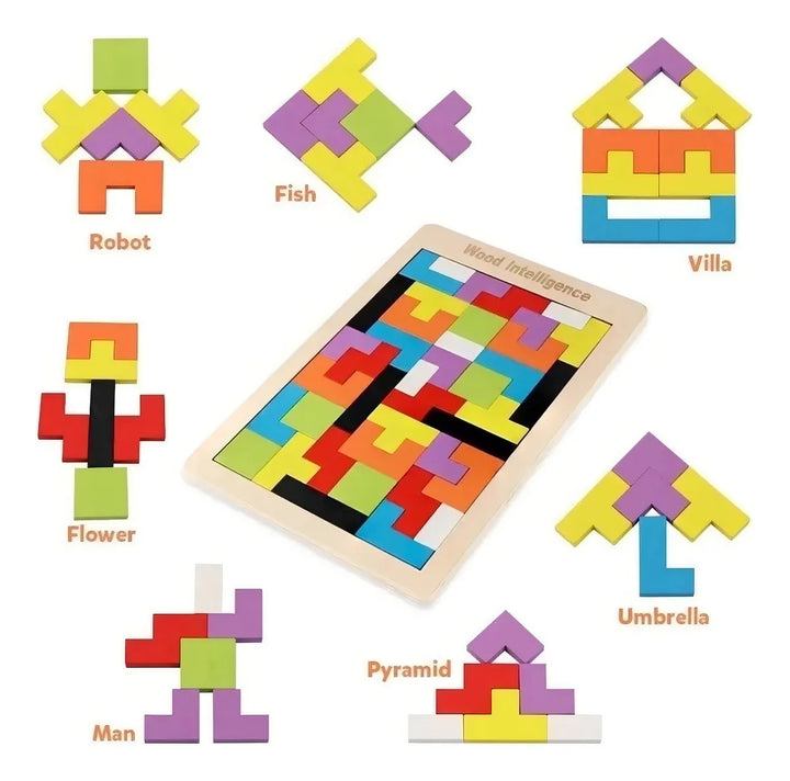 Cubeta Toys Tetris Juego Mesa Didactico Rompecabezas En Madera 40 Piezas