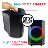 Set x2 Bafles Recargables 8" 30W Con Micrófono, Radio FM, Luces LED y Bluetooth Sonido Potente y Portátil Ideal Para Fiestas, Reuniones o Eventos en Casa o al Aire Libre