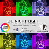 Lámpara De Noche Led 3d Mario Bros Yoshi Holograma Regalo Negra