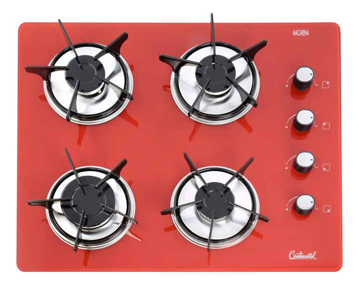 Estufa De Empotrar Vidrio Templado 62x52cm Gas Natural 6545 Rojo