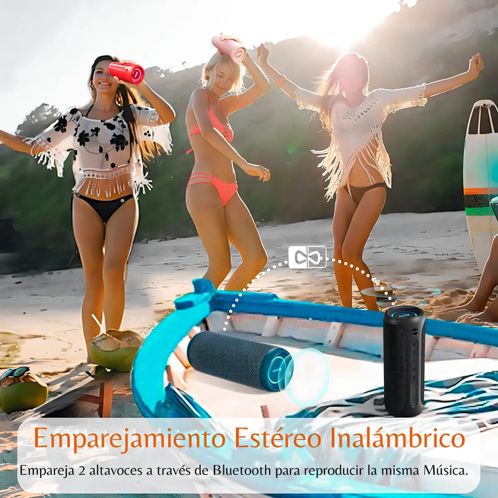 Altavoz Portátil, Altavoz Bluetooth Inalámbrico, Ipx7 Imperm Color Negro