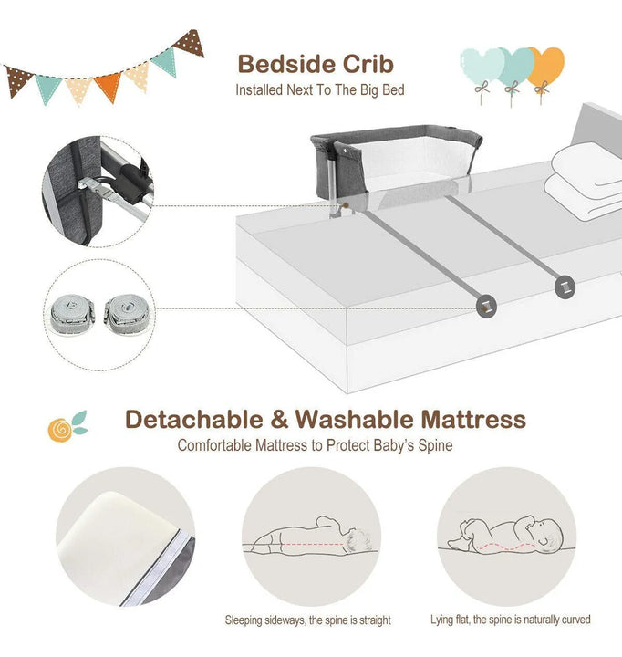 Cuna Portátil De Viaje Para Bebé Con Colchón Desmontable