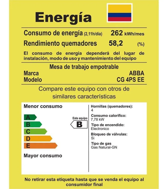 Estufa De Empotrar Abba 4 Pts G/nat Porcelanizada Cg4psnee Negro