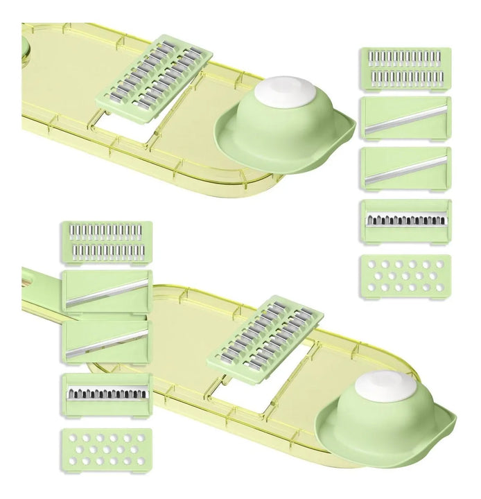 Combo X2: Pelador Y Rallador Verduras Protector 6en1 Chefmas Verde