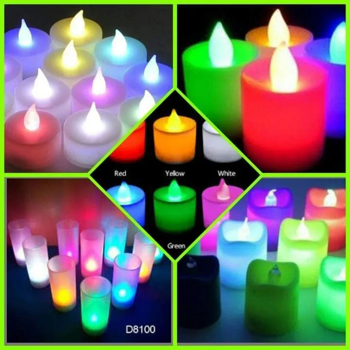 6 Velas Led Multicolor Pilas Navideñas Luz Rgb Iluminación