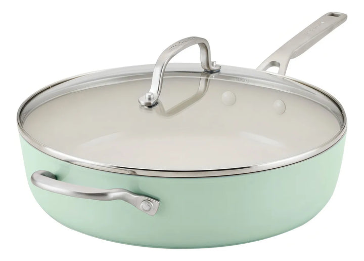 Sarten Kitchenaid Con Tapa Cerámico Antiadherente 4,7l Color Verde Pistacho