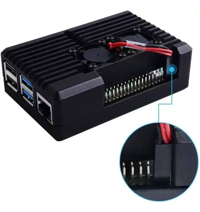 Caja Case Metálica Raspberry Pi 4 B En Aluminio + Ventilador