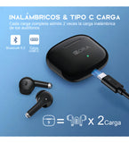 Audífonos In-ear Inalámbricos 1Hora AUT203 Color Negro Bluetooth 5.3 con Micrófono