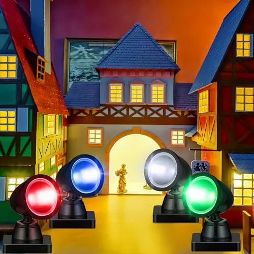 4 En 1 Accesorios Para Aldea Navideña Con Luces Led