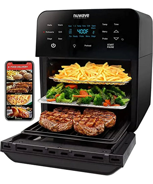 Horno De Aire Nuwave Brio, 15 5qt Tamaño Familiar, Cesta De