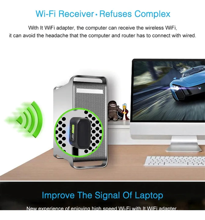 Adaptador Wifi Usb 5g Tarjeta Red Pc Ac 600 Doble Banda