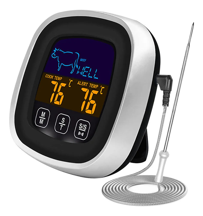 Termómetro Digital Carne Pantalla Táctil Lcd, Temporizador