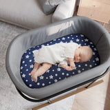 Juego De 4 Sábanas Y Protector De Colchón De Moisés Gris Azu