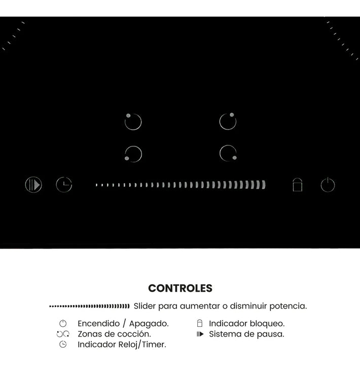 Estufa De Empotrar Vitrocerámica 60 Cm Cuatro Puestos Negro