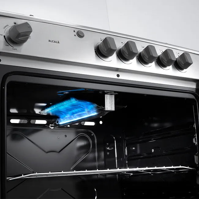 Estufa De Piso Indurama Alcala 32 Horno Grill 5 Puestos Color Gris